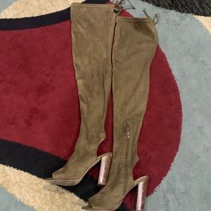 Over the knee peep toe boots